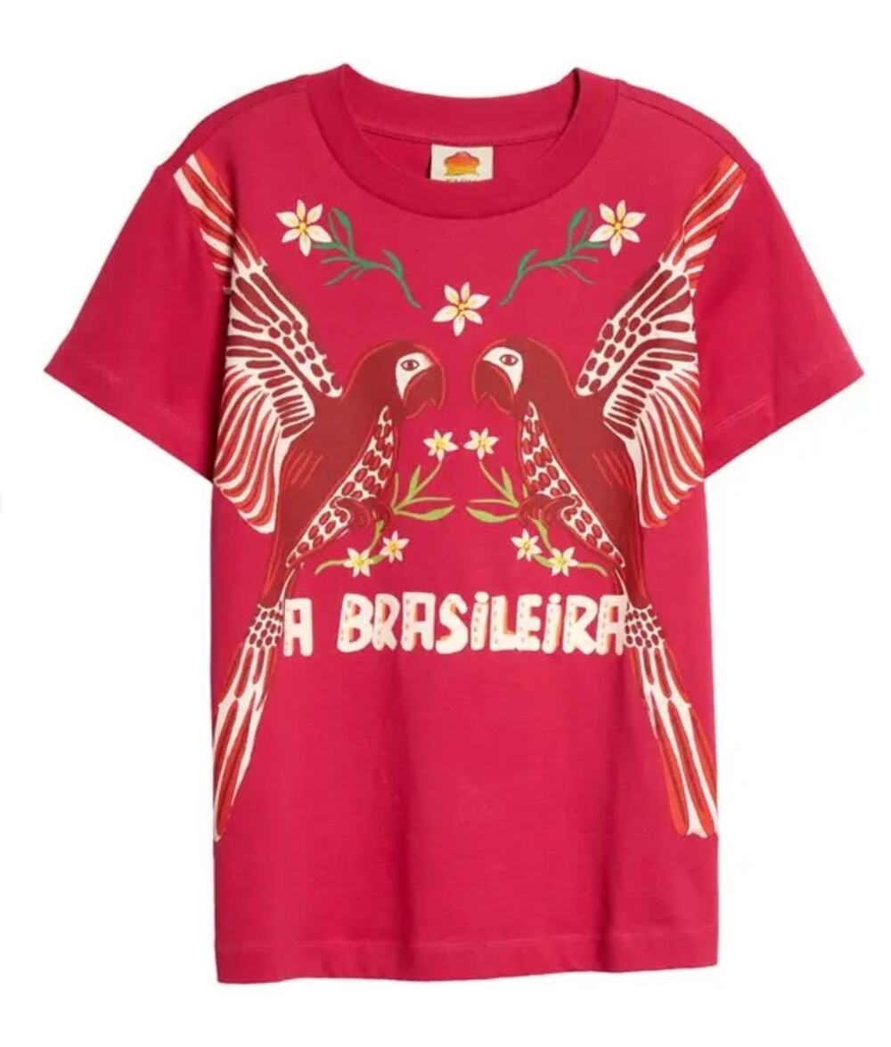 Farm Rio S Hot Pink Parrot Graphic Tee